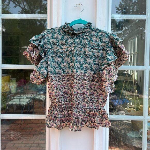 Anthropologie Let Me Be High-Neck Printed Peasant Blouse NWT - Picture 10 of 10